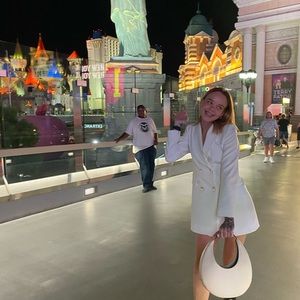 Zara white mid length blazer dress